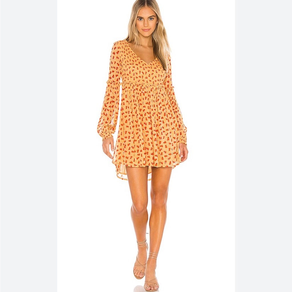 Free People Maria Floral Shirred Mini Dress Sz L